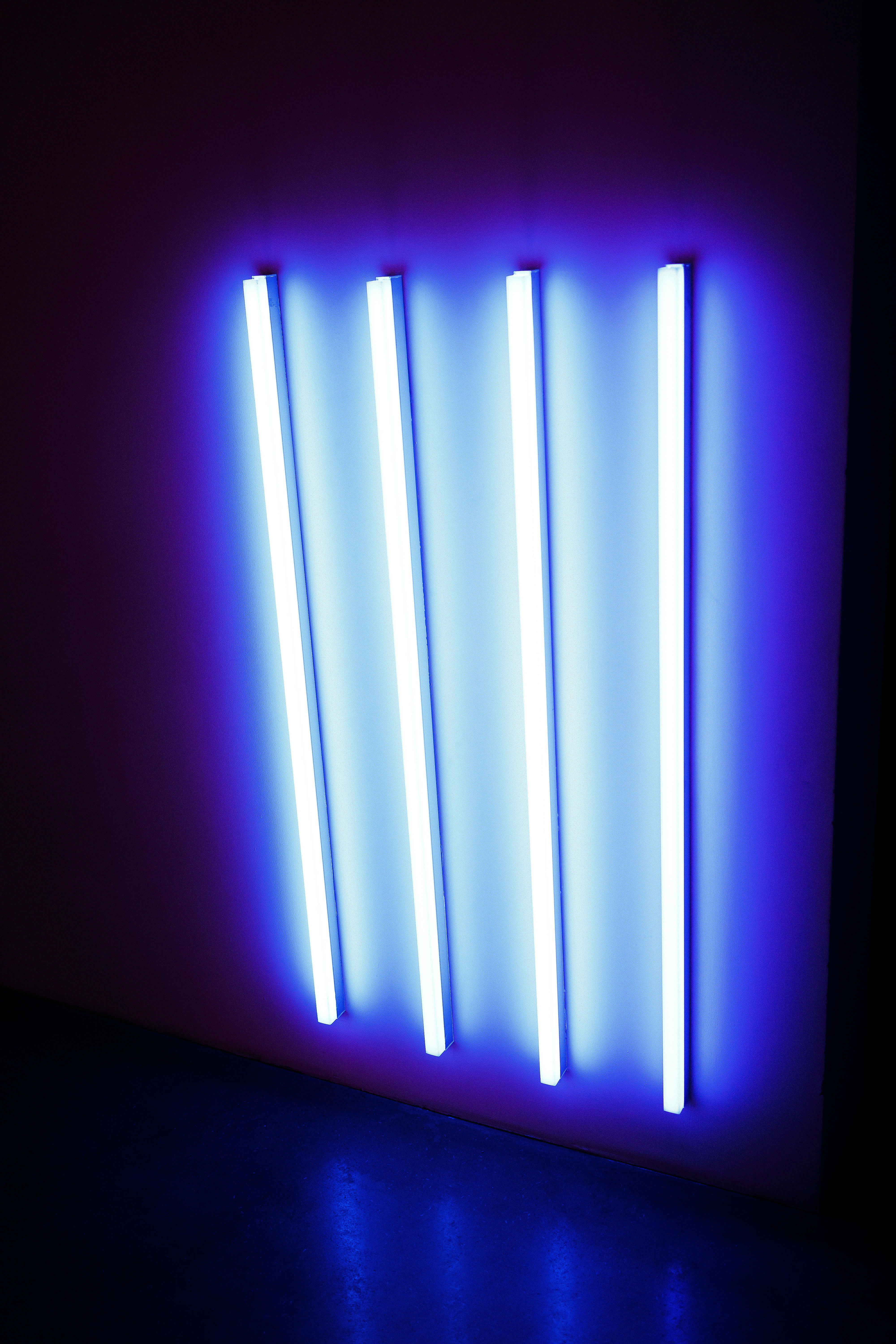 four UV fluorescent lamps turned on